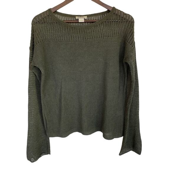 Lucky Brand Dark Green Lightweight Linen Sweater - Large - Picture 1 of 4